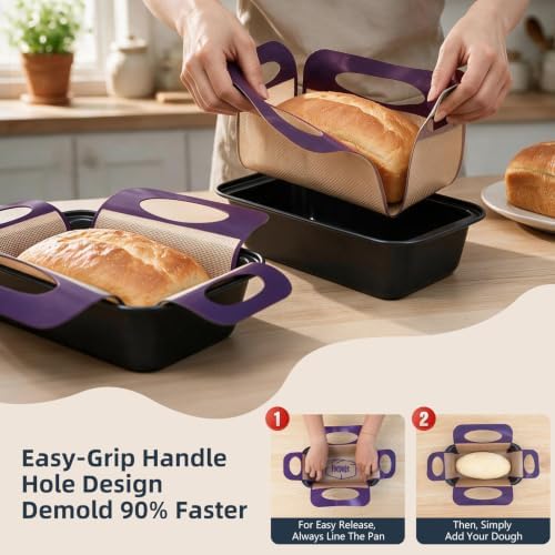 Loaf Pan with Liners Set: Nonstick 9 x 5 Inch Bread Pan for Homemade Baking
