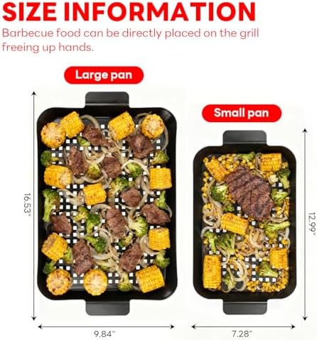 Grill topper: Set Of 2 Outdoor Grill Pans - Grill Trays with Hole Nonstick - BBQ Grilling Baskets for Outdoor Camping, Suitable for Vegetable Meat (2pcs)
