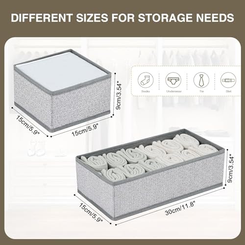 DIMJ Drawer Organizer Clothes Set of 8, Foldable Closet Drawer Bins, Underwear Drawer Organizer, Fabric Drawer Dividers for Baby Clothes, Socks, Belt, Tie (Blended)