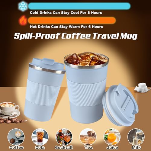 Vacuum Insulated Stainless Steel Travel Coffee Mug,Leak Proof Cup with Lid