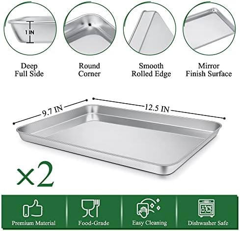 P&P CHEF 12.5 Inch Toaster Oven Pan Tray with Wire Rack, 4 PCS