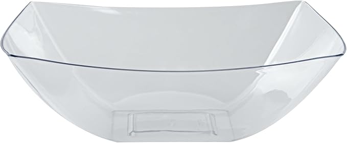 Restaurantware Moderna 64 Ounce Fancy Plastic Bowls 10 Square Disposable Salad Bowls - Durable Heavy-duty Clear Plastic Bowls For Warm And Cold Foods (Pack of 4)