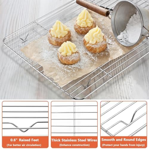 P&P CHEF 4 Pcs Baking Wire Rack for Cooling, 8.6 + 9.7+ 11.6 + 15.3 Inch