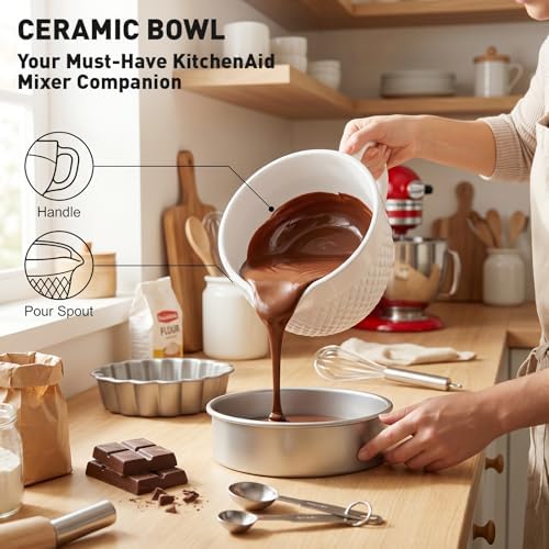 COFUN Ceramic Mixer Bowl for KitchenAid 4.5-5 Qt Tilt-Head Stand Mixers