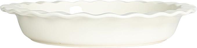 Creative Co-Op, White Round Stoneware Pie Dish, Medium