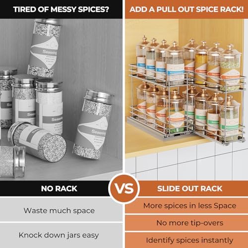 Mystozer Pull Out Spice Rack Organizer for Cabinet, Slide Out Spice Racks