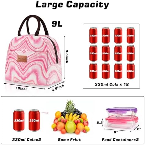 BALORAY Lunch Bag for Women Men Adult Lunch Box (Shimmery Pink), M