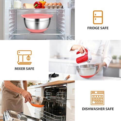 Mixing Bowls with Airtight Lids, 18pcs Stainless Steel Mixing Bowls Set