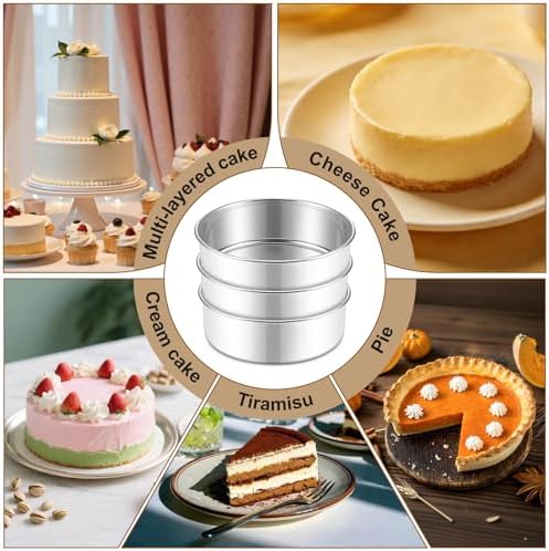 E-far 7 Inch Cake Pan Set of 3, Stainless Steel Round Baking Pans Tins