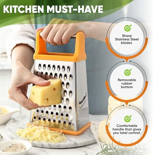 Spring Chef Stainless Steel XL Cheese Grater for Kitchen, Mango
