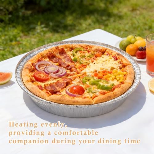 50 Pack 9 Inch Round Aluminum Foil Pie Pans,Pie Tins Disposable,Ideal for Baking Delicious Tarts or Crispy Pastry Crusts, Freezer & Oven Safe,Pie Pan For Cooking, Storage, Roasting, & Reheating