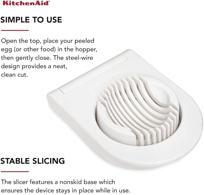 KitchenAid Classic Egg Slicer with Stainless Steel Wires,9 Inch,White,(Pack of 12)