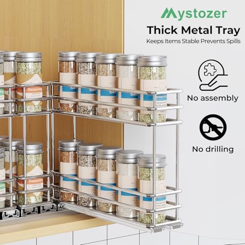Mystozer Pull Out Spice Rack Organizer for Cabinet, Slide Out Spice Racks