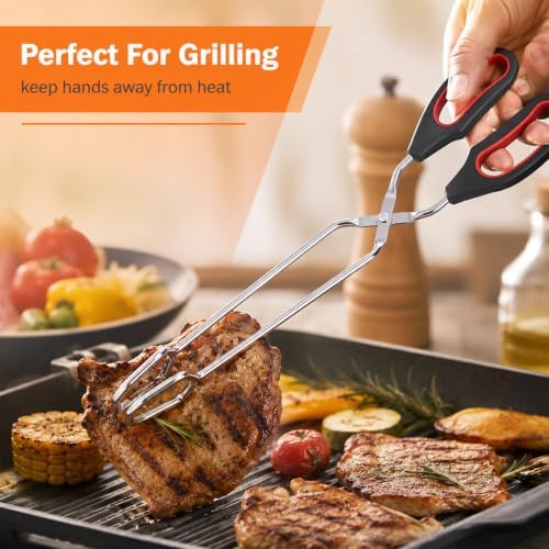 3 Pcs Stainless Steel Scissor Tongs (9/11/13 Inch) For Bbq Grilling Tool
