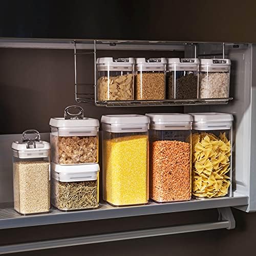 Felli Flip Tite Food Storage Container with Lid Airtight 4" Ring Seal Flip Top, Stackable Acrylic Canister Jar for Pantry Kitchen Counter, Snack Coffee Bean Granola Pet Treats Cracker Holder (1.2 L)