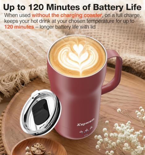 Kepwam Heated Coffee Mug T4, 16oz Smart Mug with Constant Temp Control