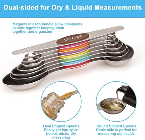 Aovchei 8 pcs Multi-Color Magnetic Measuring Spoons Set