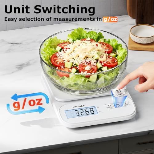 Kitchen Scale Food Scale 5kg/0.1g Digital Scale Food Weighing Scale for Cooking Baking Weight Loss, Rechargeable Coffee Scale Precision Baking Scale with Large Backlit LCD Display, USB Cord