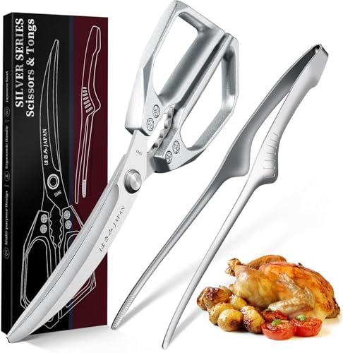 Huusk Kitchen Scissors and Cooking Tong, Kitchen Shears Set all Purpose