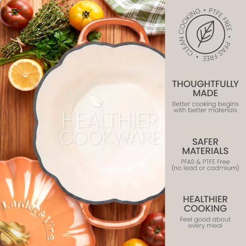 Larder & Vine 5.5 qt Pumpkin Enameled Cast Iron Dutch Oven Pot, Harvest