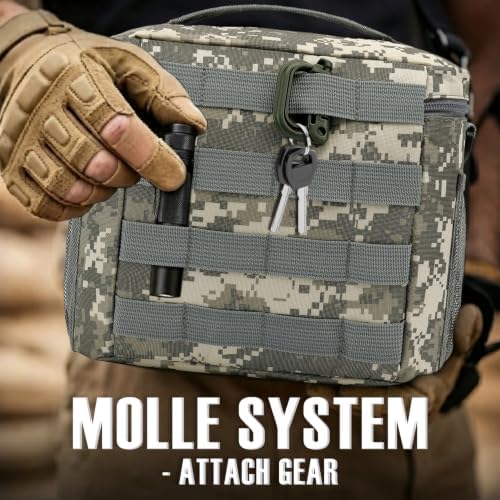 FlowFly Tactical Lunch Bag Large Insulated Lunch Box Cooler Tote for Men, Women with MOLLE/PALS Webbing (Digital#Camo, Large)