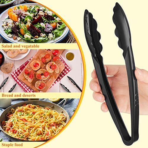 150 Pcs Plastic Tongs, 9 Inch Disposable Serving Tongs, Black