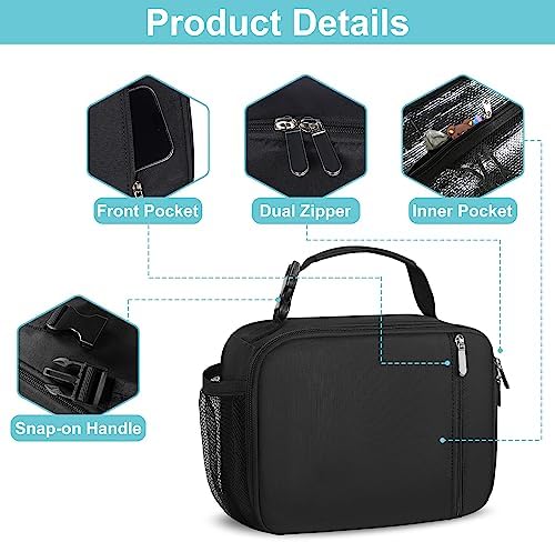 esouler Lunch Box Kids Insulated Lunch Bag for Boys & Girls Durable Children Lunchbox for School with Water Bottle Holder-Black