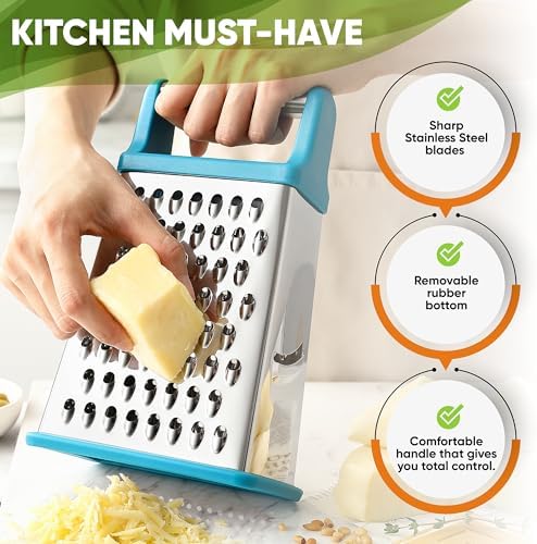 Spring Chef Stainless Steel XL Cheese Grater for Kitchen, Teal
