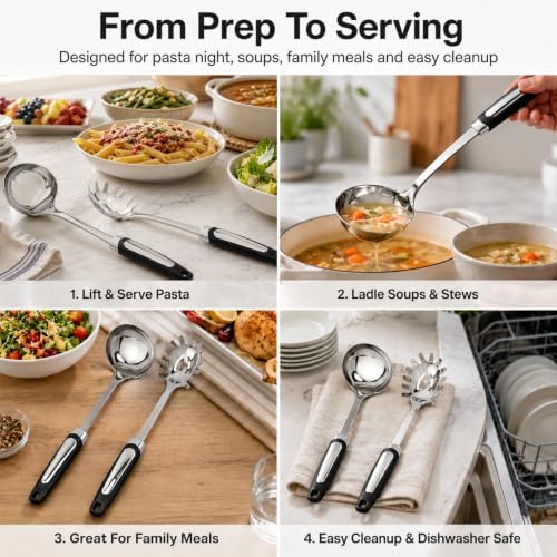 Stainless Steel Ladle & Spaghetti Spoon Set