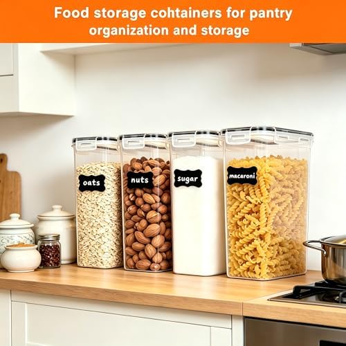 4pk 2.8L Airtight Containers, Clear Stackable Dry Food Storage