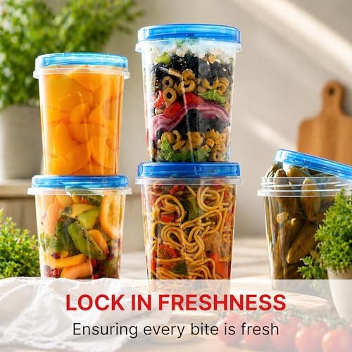 Tafura Freezer Storage Containers, 10 Pack, 32 Oz Leakproof BPA-Free Lids