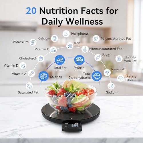 Ultrean Smart Food Scale with Nutritional Calculator, Kitchen Scale for Weight Loss, Food Weight Scale with App for Calorie & Macro Tracking, AI Scan, 33lb
