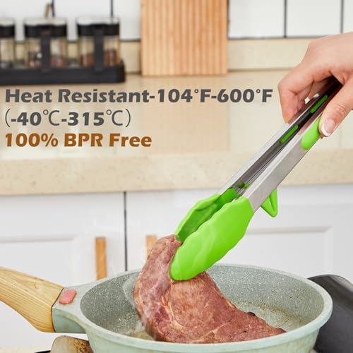 12" Kitchen Tongs for Cooking with Silicone Tips, Serving Tong for Salad