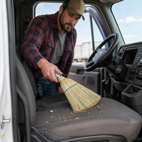 Hand Whisk Broom Corn Straw Broom with Hang Hole for Indoor Outdoor