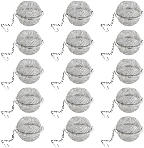 15Pcs Loose Leaf Tea Steeper, Stainless Steel Tea Ball Infusers for Loose