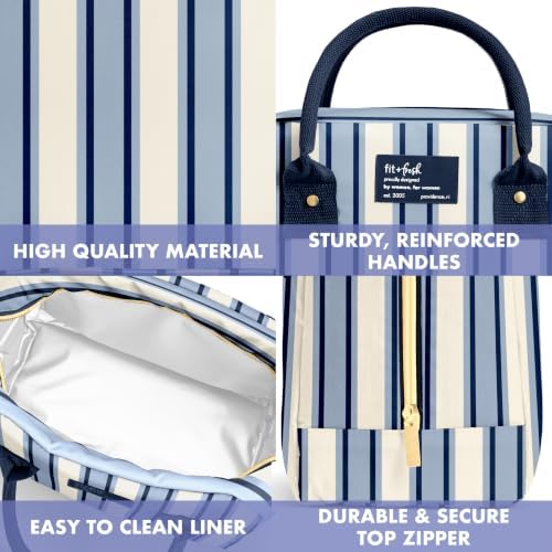 Fit & Fresh Bloomington Lunch Bag for Women - Insulated Large Lunch Box for Work with Containers, Leak-Resistant