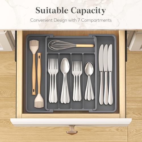 Lifewit Expandable Silverware Drawer Organizer, Kitchen Utensil Tray
