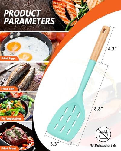 Badiano Silicone Spatula, Non Stick Turner for Cooking, Food Grade, Green