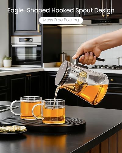 ZENS Magnetic Teapot with Infuser and 2 Cups, 34oz Magic Loose Tea Maker