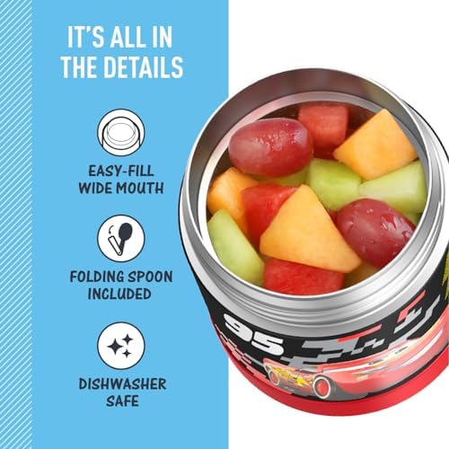 THERMOS FUNTAINER Kids Food Jar with Spoon, Cars, 10 Ounce (Pack of 6)