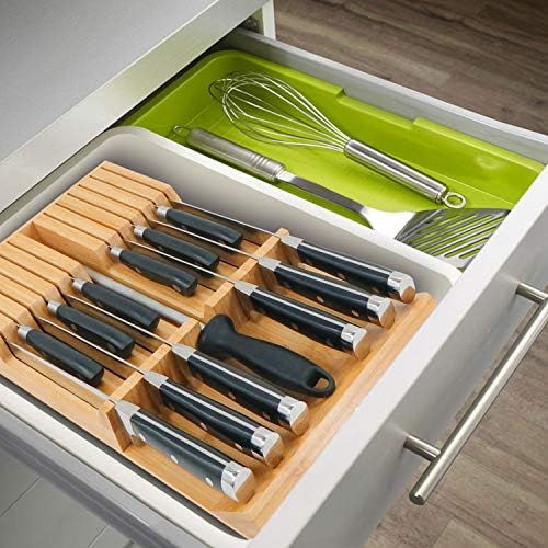 Utoplike In-Drawer Knife Block Bamboo Drawer Organizer, 12 Knives Holder
