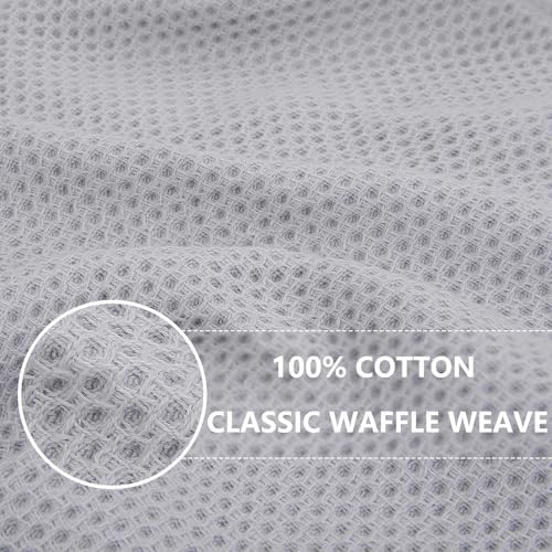 Homaxy 100% Cotton Waffle Weave Kitchen Dish Cloths 24-Pack, Light Gray
