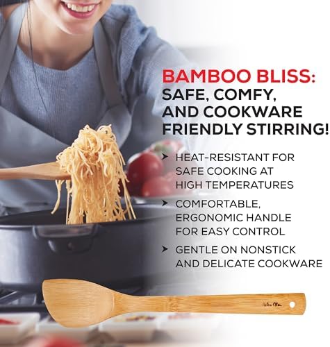 Helen’s Asian Kitchen Stir Fry Spatula and Cooking Utensil, Natural Bamboo, 15-Inch