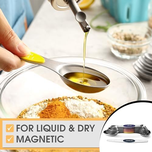 Spring Chef Stainless Steel 8 Magnetic Measuring Spoons, Mountain Sunrise