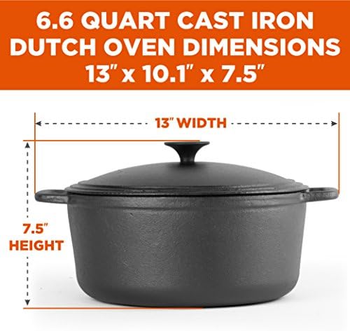 Commercial Chef 6.6-Qt. Dutch Oven, Pre-Seasoned Cast Iron, CHCI660