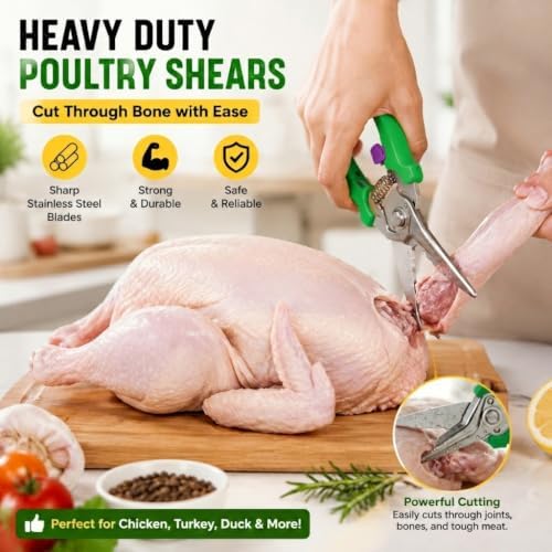 Kitchen Scissors, Stainless Steel Poultry Shears, Sharp Heavy Duty Scissors
