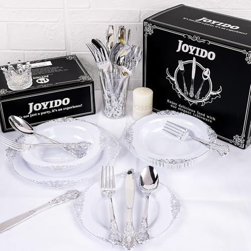 90PCS Silver Plastic Silverware Elegant for Parties Family Dinners