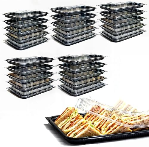 25 Pack Catering Trays with Lid – 13" Serving Trays with Lids - Reusable Serving Platter With Lid for Catering, Buffet, Picnics & Events – Party Trays With Lids (13.39 × 9.84 × 2.95 inch)