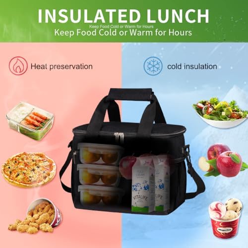 iknoe Insulated Lunch Bag, Foldable 8.5L Cooler Bag for Men & Women, Lunch Box