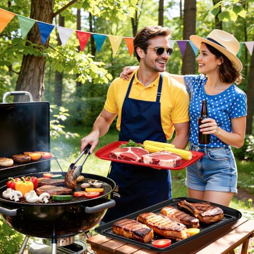 Grilling Prep & Serve Trays for Party Set of 4, Large BBQ Serving Platters